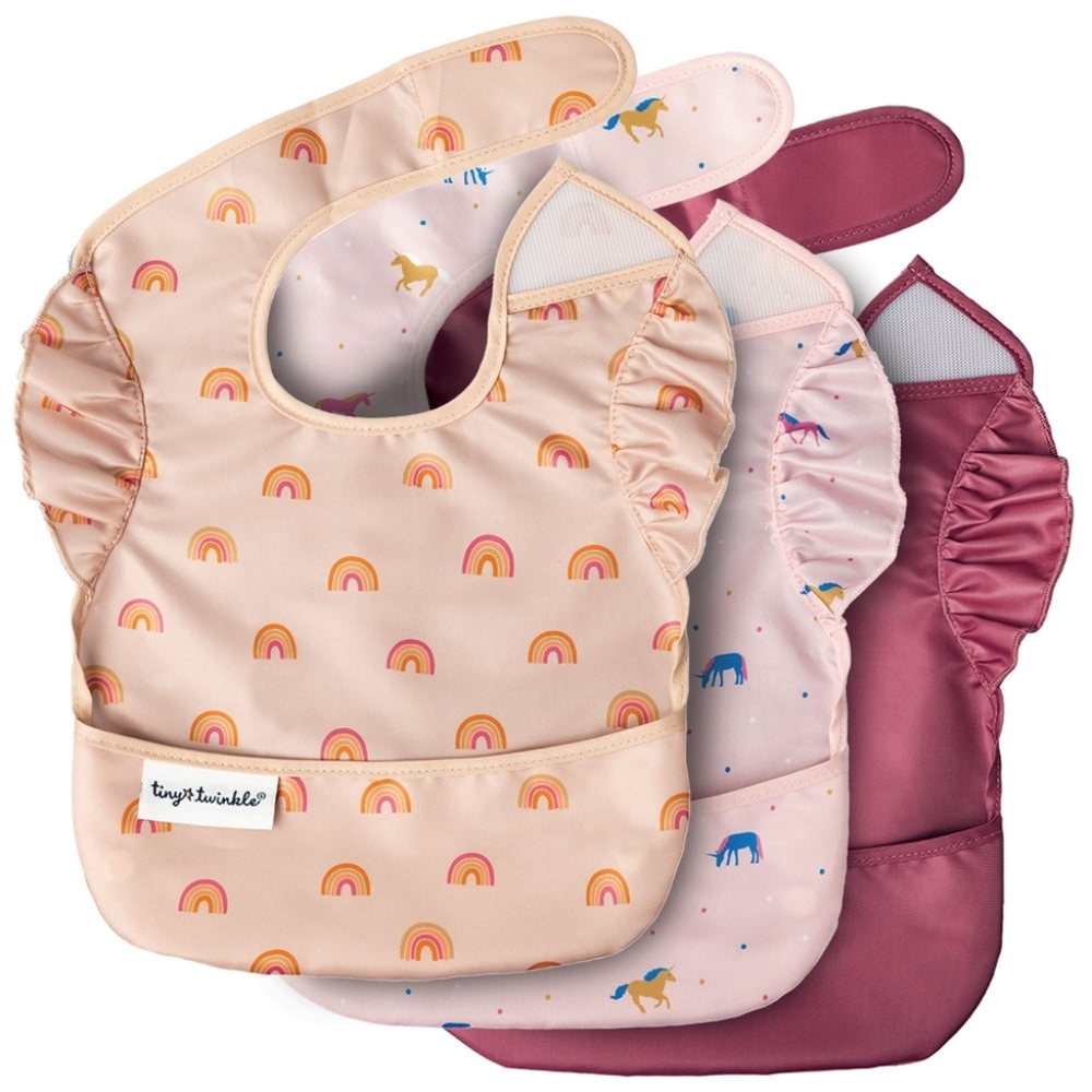Mess-Proof Easy Waterproof Food Bibs 3 Pack Baby Toddler PFAS PVC Phthalate Free
